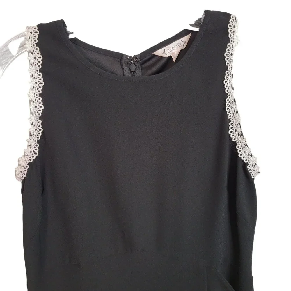 Nanette Lepore Sz 4 Dress Sleeveless Lace Trim Cascading Front Ruffle Flared Hem - Picture 4 of 11